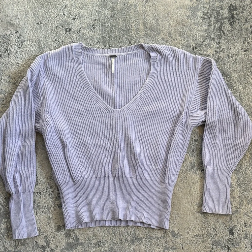 Free People Light Purple Ribbed Knit Top - Picture 1 of 2